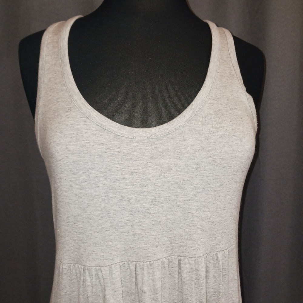 LOFT Beach Heather Grey Racerback Empire Waist Jersey Knit Maxi Dress M - Picture 2 of 7